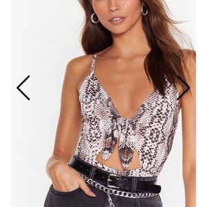 Nastygal Snake Your Own Luck Tie Bodysuit